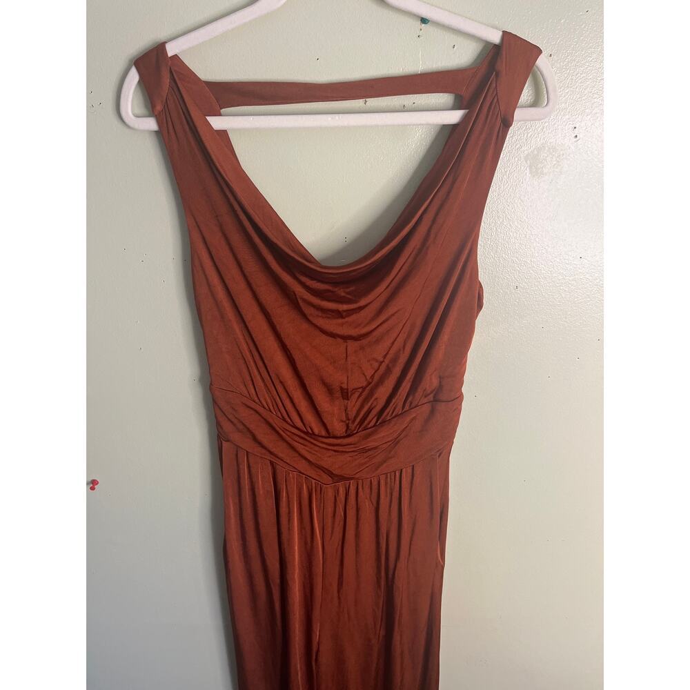 Maeve Anthropologie Enchantment Cooper Rust Orange Cowneck Jumpsuit, size XS - Picture 5 of 16